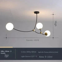 Lustre Moléculaire Nordique - Suspension Lumière Magique Haricot LED | Marco Lucetti 3 têtes Blanc lait / Blanc froid