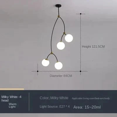 Lustre Moléculaire Nordique - Suspension Lumière Magique Haricot LED | Marco Lucetti 4 têtes Blanc lait / Blanc chaud