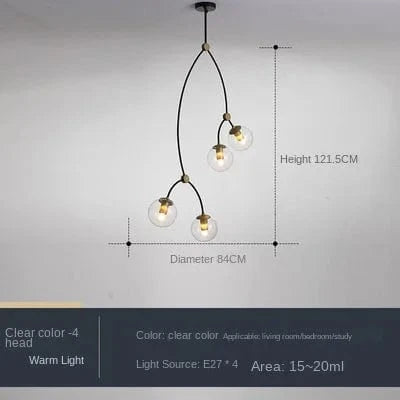 Lustre Moléculaire Nordique - Suspension Lumière Magique Haricot LED | Marco Lucetti 4 têtes claires / Blanc froid