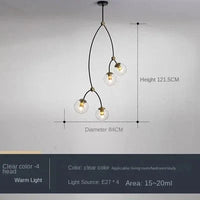 Lustre Moléculaire Nordique - Suspension Lumière Magique Haricot LED | Marco Lucetti 4 têtes claires / Blanc froid