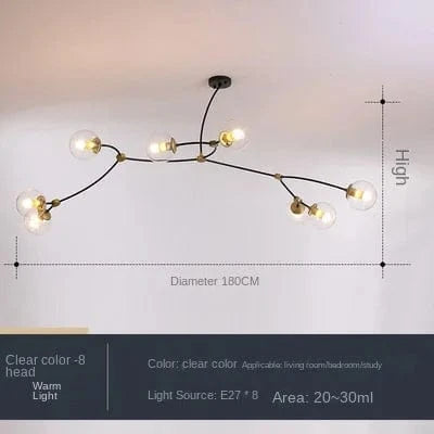 Lustre Moléculaire Nordique - Suspension Lumière Magique Haricot LED | Marco Lucetti 8 têtes claires / Blanc chaud