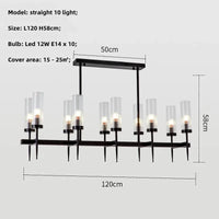 Lustre Noble en Métal Or et Verre LED | Marco Lucetti Ligne noire à 10 lumières / Lumière blanche 6500K