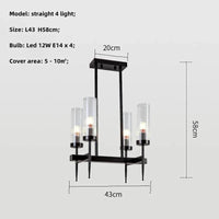 Lustre Noble en Métal Or et Verre LED | Marco Lucetti Ligne noire à 4 lumières / Lumière blanche 6500K