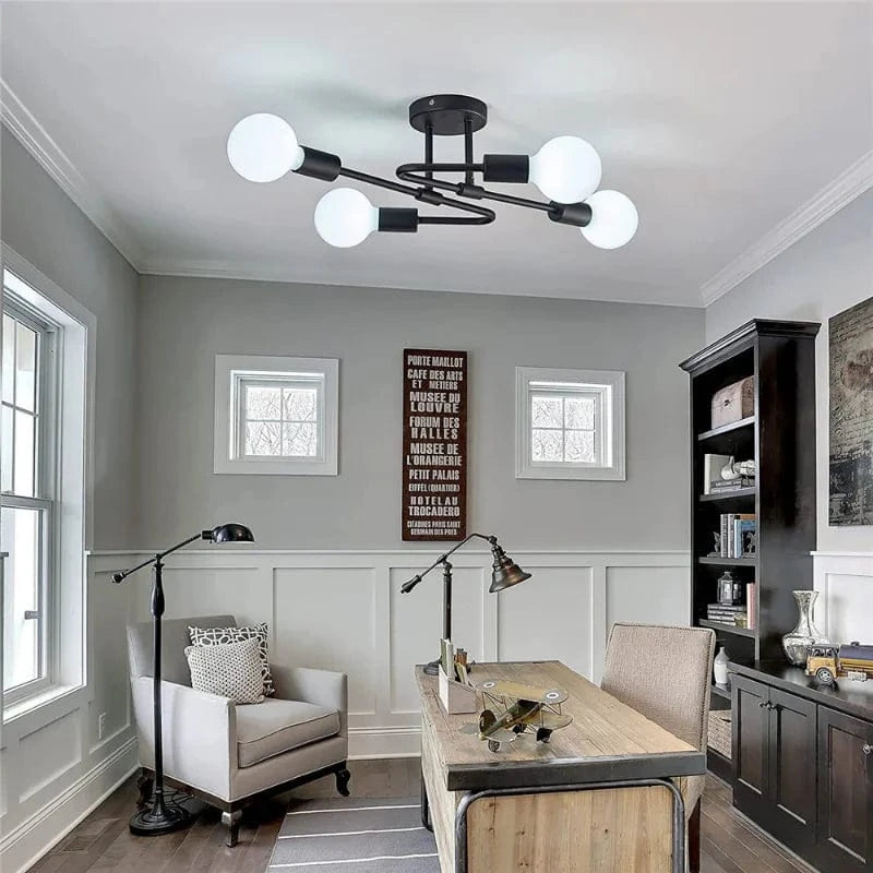 Lustre Noir à 4 Branches Arrondies | Marco Lucetti