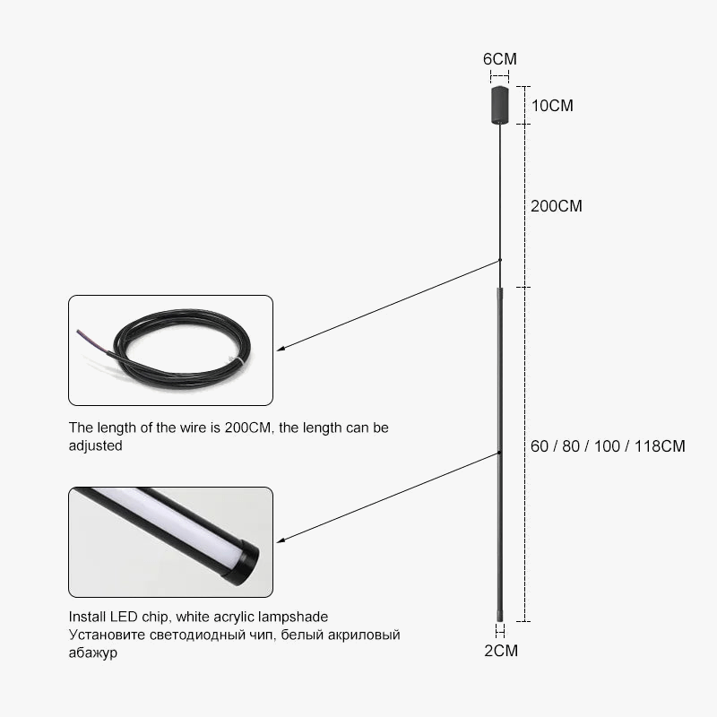 Lustre noir à LED pour chambre à coucher et salon | Marco Lucetti