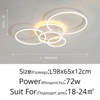 Lustre Noir Moderne avec Éclairage Variable | Marco Lucetti Blanc B 5 Anneaux / Blanc chaud, pas de télécommande