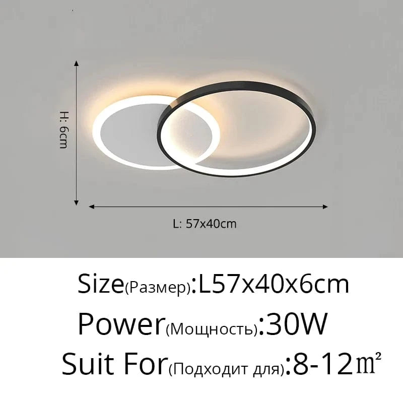 Lustre Noir Moderne avec Éclairage Variable | Marco Lucetti Noir A 2 Anneaux / Blanc chaud, pas de télécommande