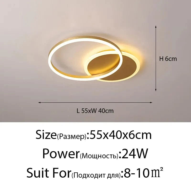 Lustre Noir Moderne avec Éclairage Variable | Marco Lucetti Or B 2 Anneaux / Blanc chaud, pas de télécommande