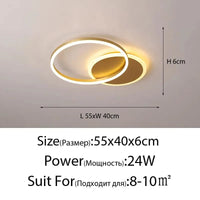 Lustre Noir Moderne avec Éclairage Variable | Marco Lucetti Or B 2 Anneaux / Blanc chaud, pas de télécommande