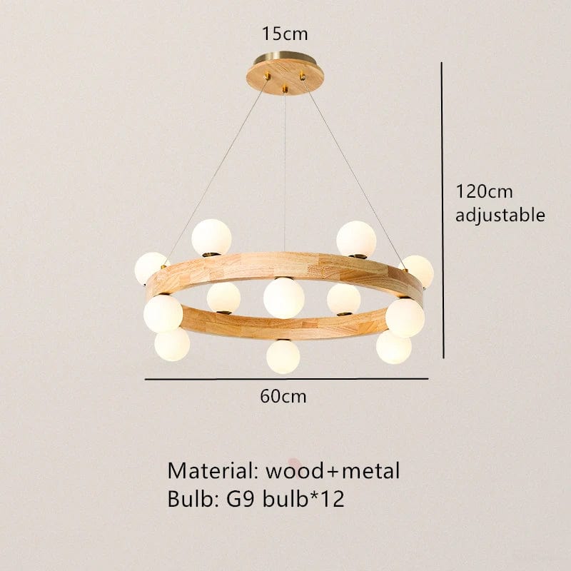 Lustre Nordic en bois rond - Design épuré | Marco Lucetti Bûche couleur 12ampoules / Blanc chaud