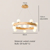 Lustre Nordic en bois rond - Design épuré | Marco Lucetti Bûche couleur 12ampoules / Blanc chaud