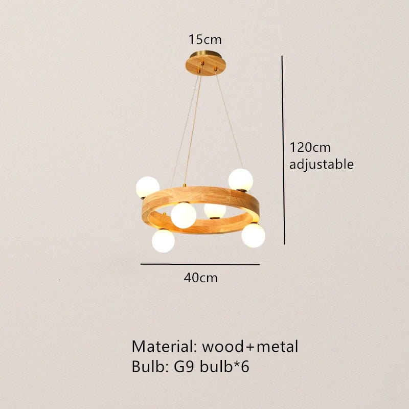 Lustre Nordic en bois rond - Design épuré | Marco Lucetti Bûche couleur 6ampoules / Blanc chaud