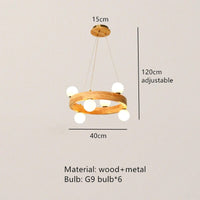 Lustre Nordic en bois rond - Design épuré | Marco Lucetti Bûche couleur 6ampoules / Blanc chaud