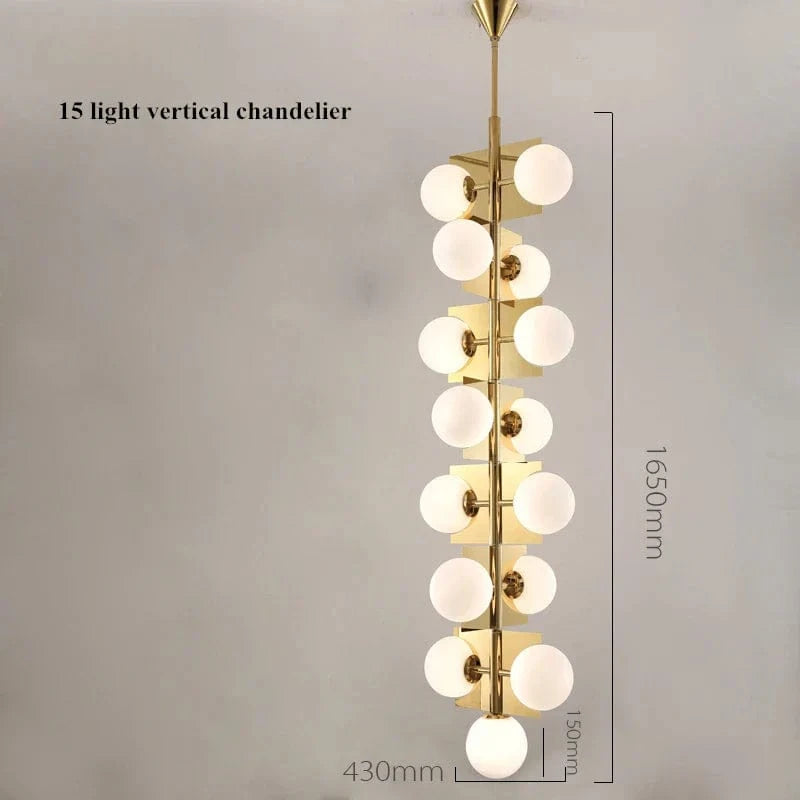 Lustre Nordica Gold Plated en Métal avec LED G9, Luminaire en Verre Globe pour Éclairage Intérieur | Marco Lucetti Lustre 15 lumières