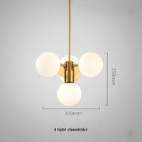 Lustre Nordica Gold Plated en Métal avec LED G9, Luminaire en Verre Globe pour Éclairage Intérieur | Marco Lucetti Lustre 4 lumières
