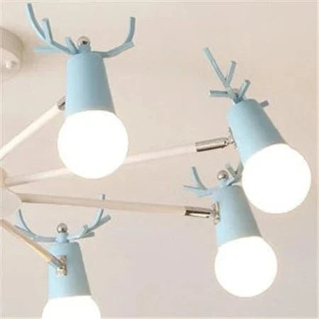 Lustre Nordico - Éclairage Scandinave en Bois de Macaron Post-Moderne | Marco Lucetti Bleu / 3 lumières