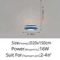 Lustre Nordikids moderne - Dessin animé OVNIS pour garçons | Marco Lucetti B Bleu D20x150cm / Blanc chaud