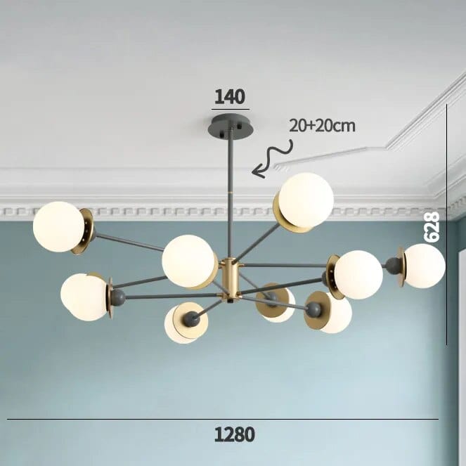 Lustre Nordique à Branches et Boules Épurées | Marco Lucetti 10 têtes grises