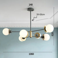 Lustre Nordique à Branches et Boules Épurées | Marco Lucetti 6 têtes grises