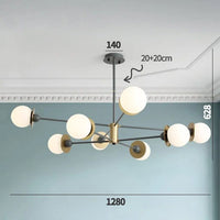 Lustre Nordique à Branches et Boules Épurées | Marco Lucetti 8 têtes grises