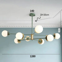 Lustre Nordique à Branches et Boules Épurées | Marco Lucetti 8 têtes vertes