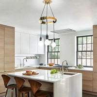 Lustre nordique à suspension industrielle en bois avec 3 têtes  pour chambre salon cuisine | Marco Lucetti