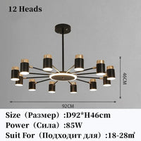 Lustre nordique au design épuré pour une décoration intérieure contemporaine | Marco Lucetti 12 têtes / 3 couleurs sans télécommande