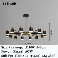 Lustre nordique au design épuré pour une décoration intérieure contemporaine | Marco Lucetti 14 têtes / 3 couleurs sans télécommande