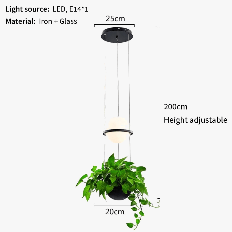 Lustre Nordique avec Plante Artificielle Suspendue en Pot | Marco Lucetti