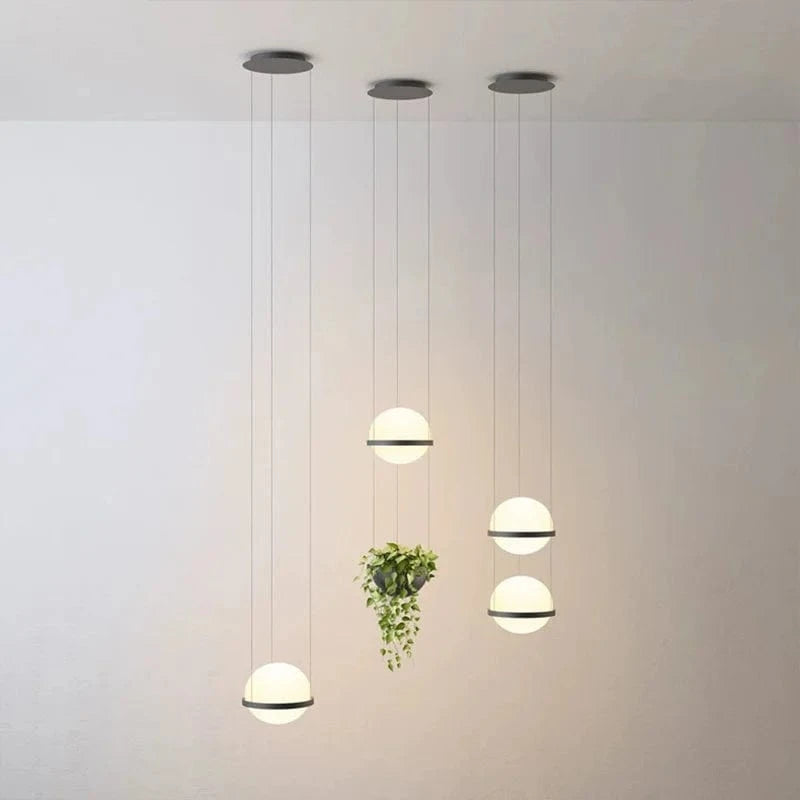 Lustre Nordique avec Plante Artificielle Suspendue en Pot | Marco Lucetti