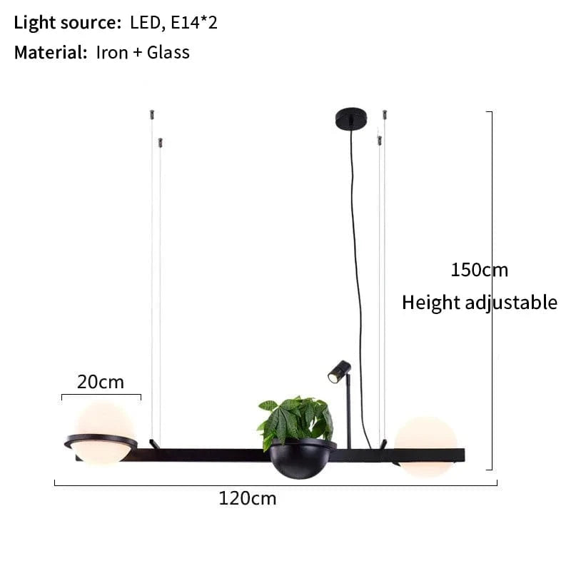 Lustre Nordique avec Plante Artificielle Suspendue en Pot | Marco Lucetti 2 têtes 1 plante