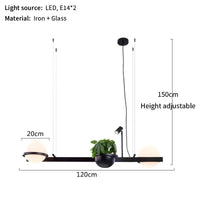 Lustre Nordique avec Plante Artificielle Suspendue en Pot | Marco Lucetti 2 têtes 1 plante