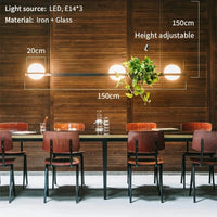 Lustre Nordique avec Plante Artificielle Suspendue en Pot | Marco Lucetti 3 têtes 1 plante