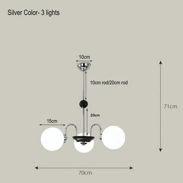 Lustre Nordique Blanc en Verre avec LED Suspendue | Marco Lucetti Argent 3 Lumières / Lumière chaude