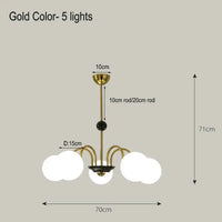 Lustre Nordique Blanc en Verre avec LED Suspendue | Marco Lucetti Or 5 Lumières / Lumière chaude