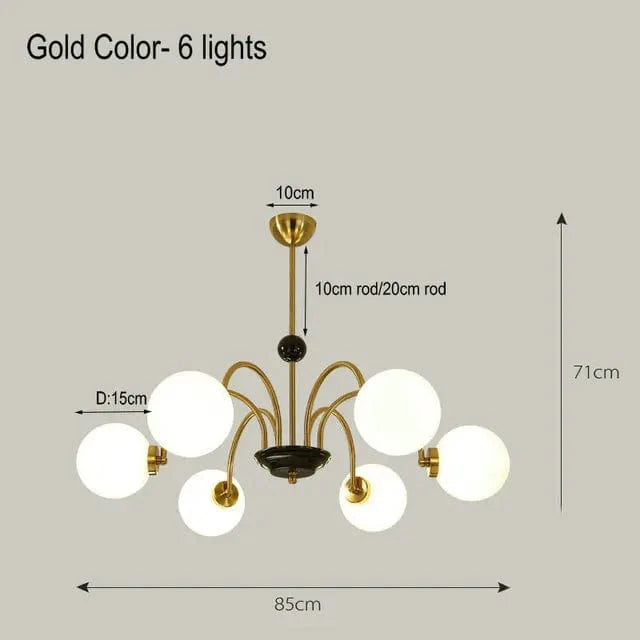 Lustre Nordique Blanc en Verre avec LED Suspendue | Marco Lucetti Or 8 lumières / Lumière chaude