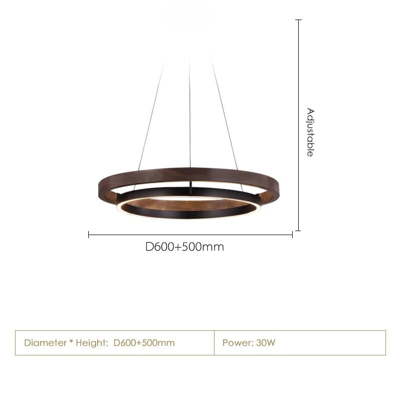 Lustre Nordique Bois Antique - Éclairage en Anneau | Marco Lucetti D60cm / Lumière naturelle