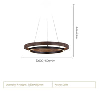 Lustre Nordique Bois Antique - Éclairage en Anneau | Marco Lucetti D60cm / Lumière naturelle
