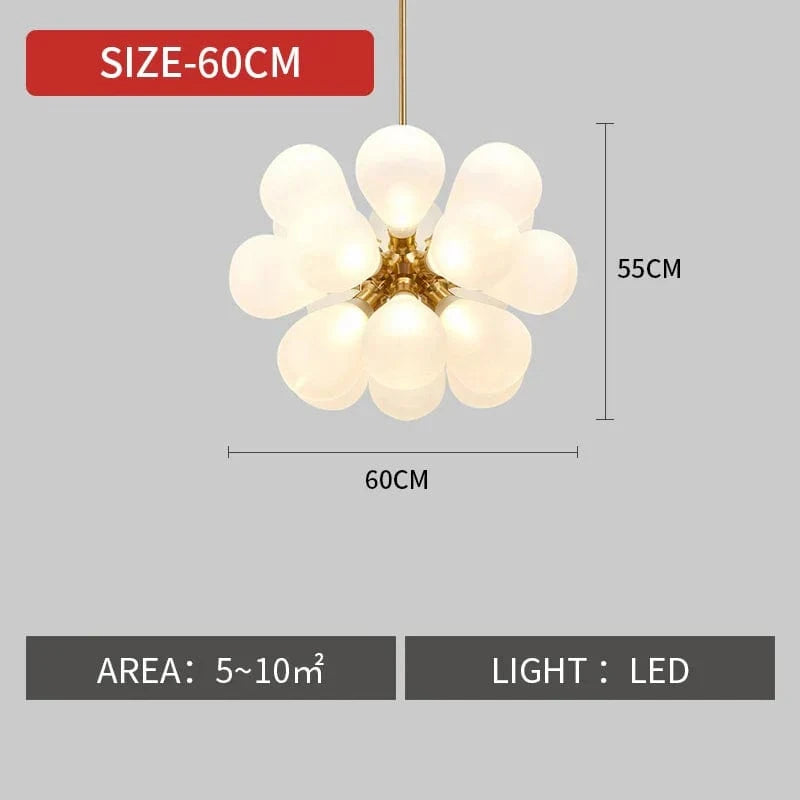 Lustre Nordique Boule en Verre LED pour une Décoration Suspendue à la Maison | Marco Lucetti Blanc D60cm / Blanc froid