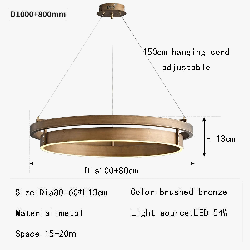 Suspension LED bronze brossé style nordique