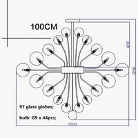 Lustre Nordique en Boule de Verre Argentée à Bulles d'Air