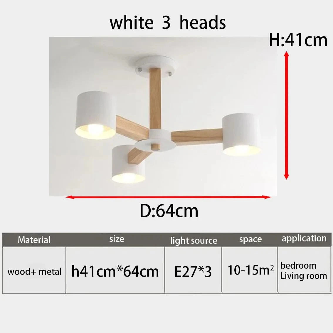 Lustre Nordique Créatif en Bois Massif pour Salon, Chambre et Salle à Manger | Marco Lucetti 3 blancs