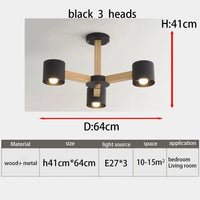 Lustre Nordique Créatif en Bois Massif pour Salon, Chambre et Salle à Manger | Marco Lucetti 3 noirs