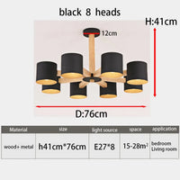 Lustre Nordique Créatif en Bois Massif pour Salon, Chambre et Salle à Manger | Marco Lucetti 8 noirs