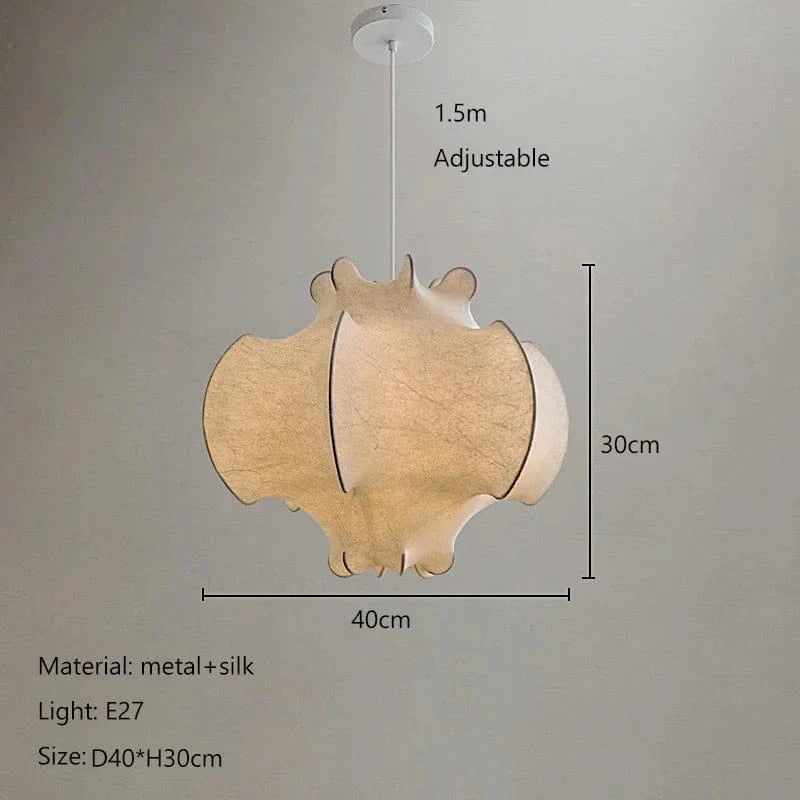 Lustre nordique créatif en soie Wabi-Sabi LED décoratif - Édition Limitée | Marco Lucetti D40CM / Lumière blanche