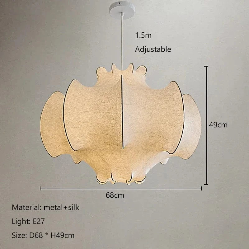 Lustre nordique créatif en soie Wabi-Sabi LED décoratif - Édition Limitée | Marco Lucetti D68CM / Lumière blanche