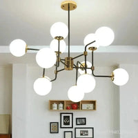 Lustre Nordique Créatif Magique Haricot Boule de Verre. | Marco Lucetti 6 têtes / Noir