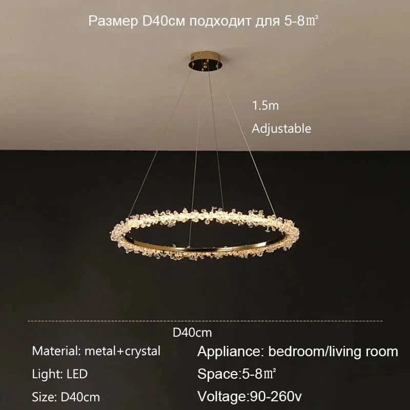Lustre Nordique de Luxe en Cristal - Décoration Moderne | Marco Lucetti 40CM / Lumière chaude 3000K / Or