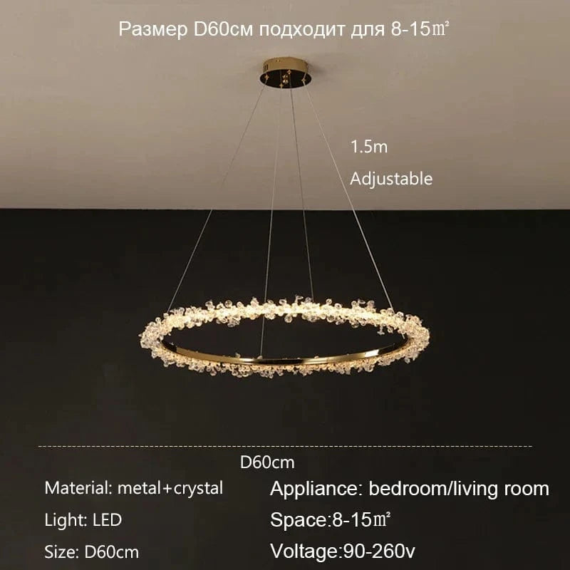 Lustre Nordique de Luxe en Cristal - Décoration Moderne | Marco Lucetti 60CM / Lumière chaude 3000K / Or