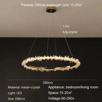 Lustre Nordique de Luxe en Cristal - Décoration Moderne | Marco Lucetti 80CM / Lumière chaude 3000K / Or